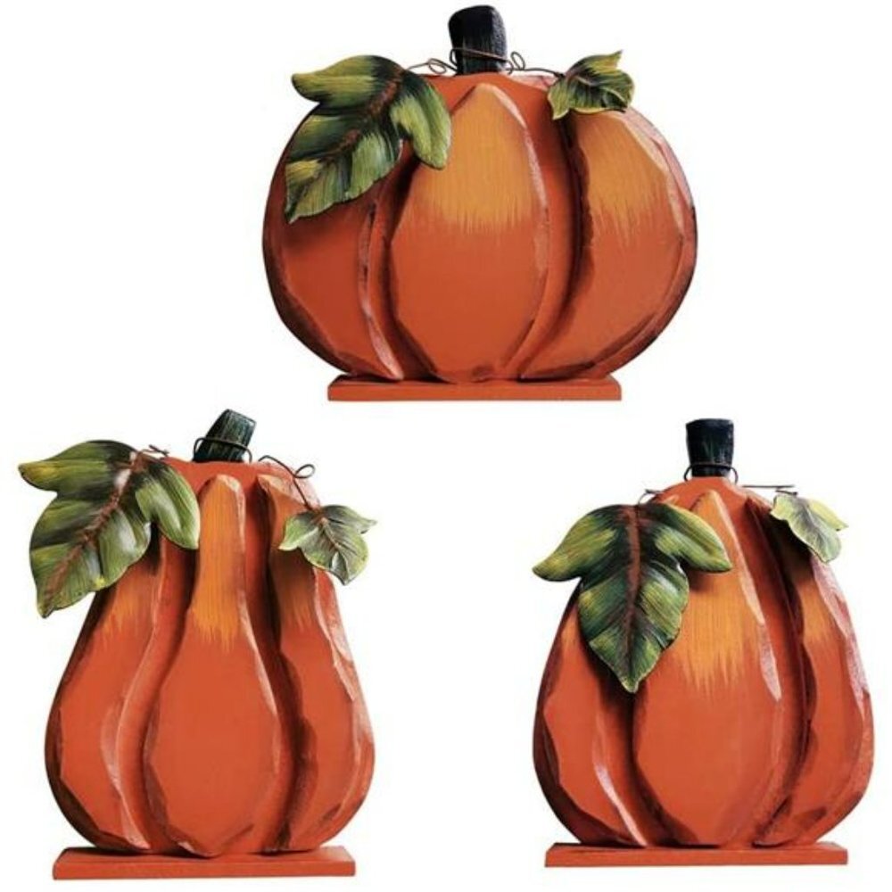 Indoor Standing Flat Pumpkin Decoration for Autumn Harvest Thanksgiving Hallowee